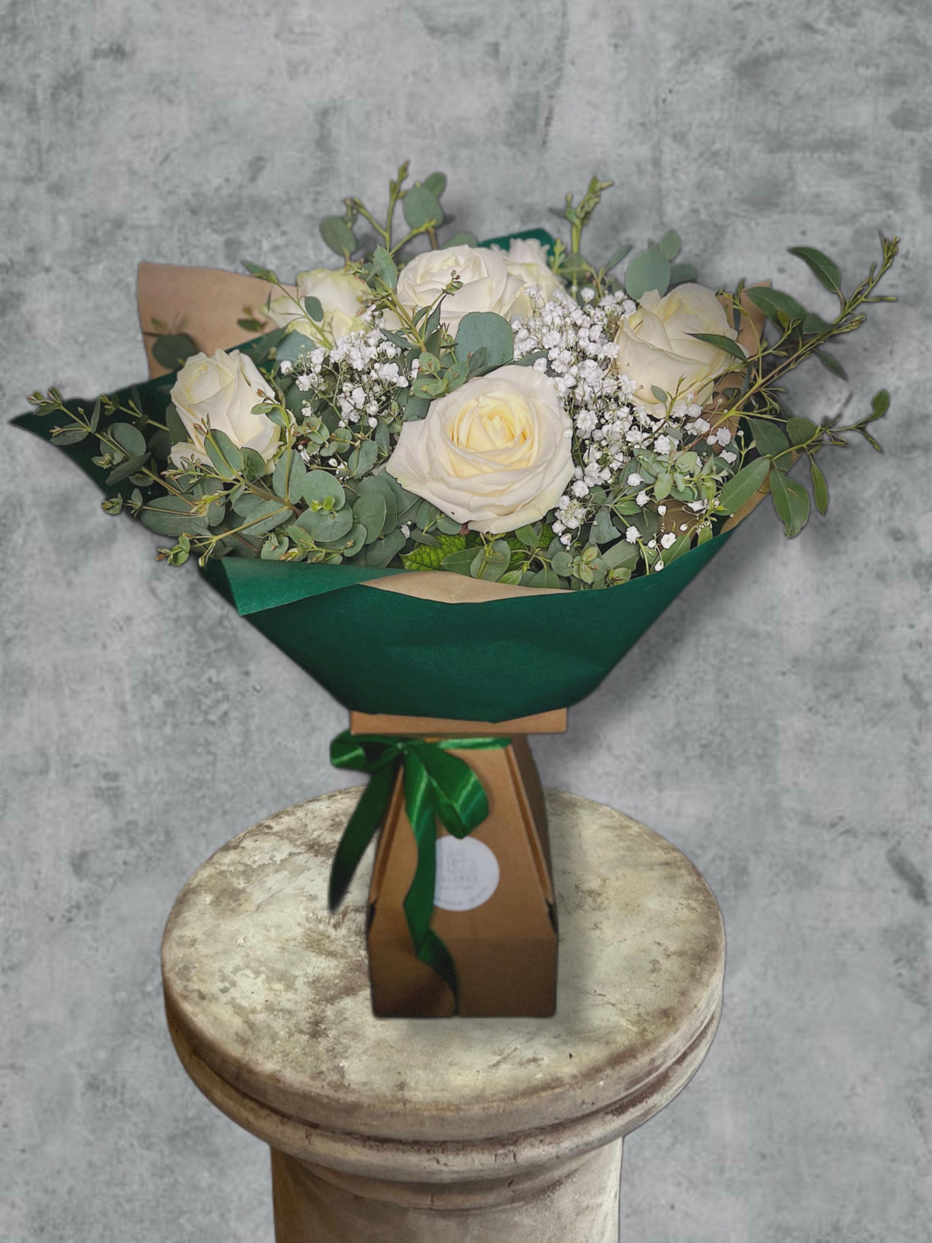 6 White Rose Bouquet