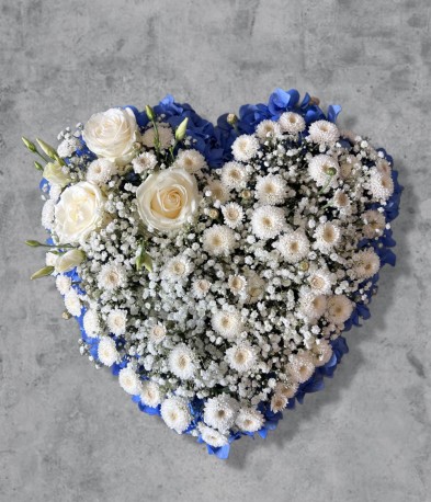White & Blue Heart Wreath